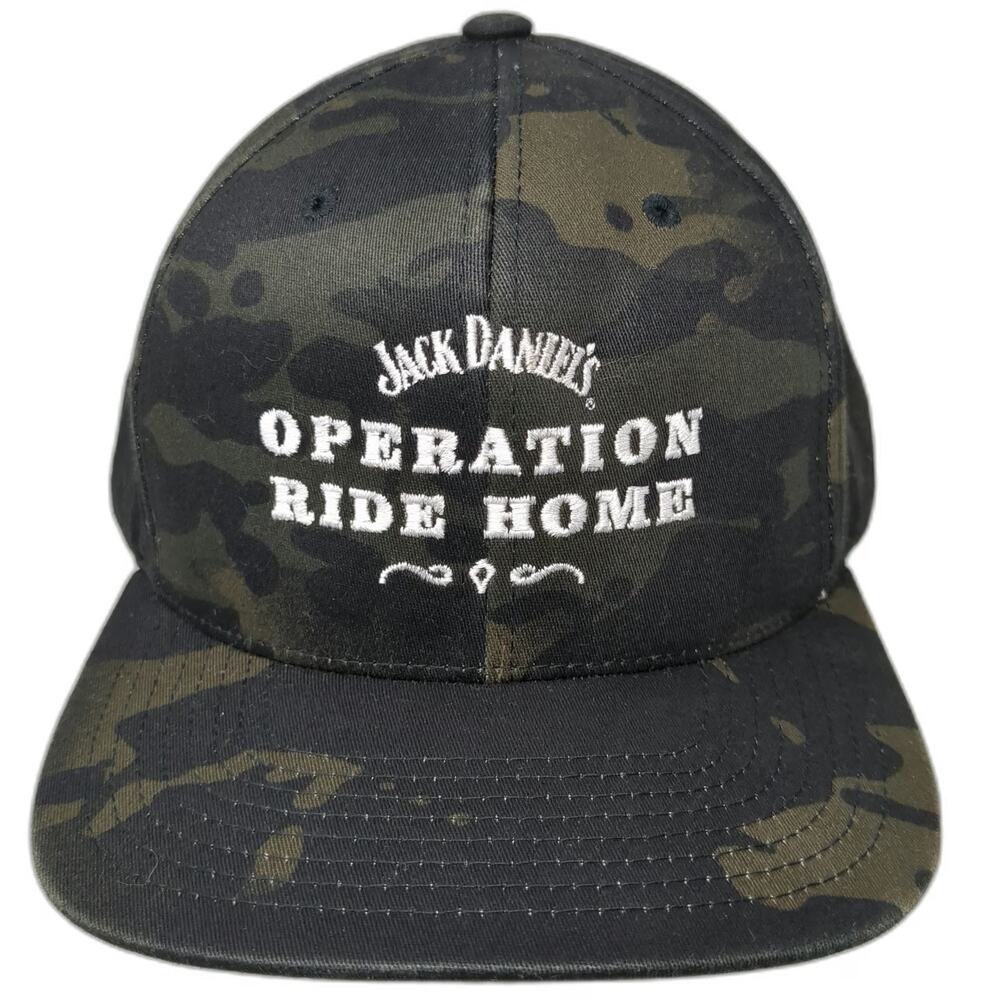 Yupoong Snapback Hat One Size Black Green Camo Jack Daniels Operation Ride Home